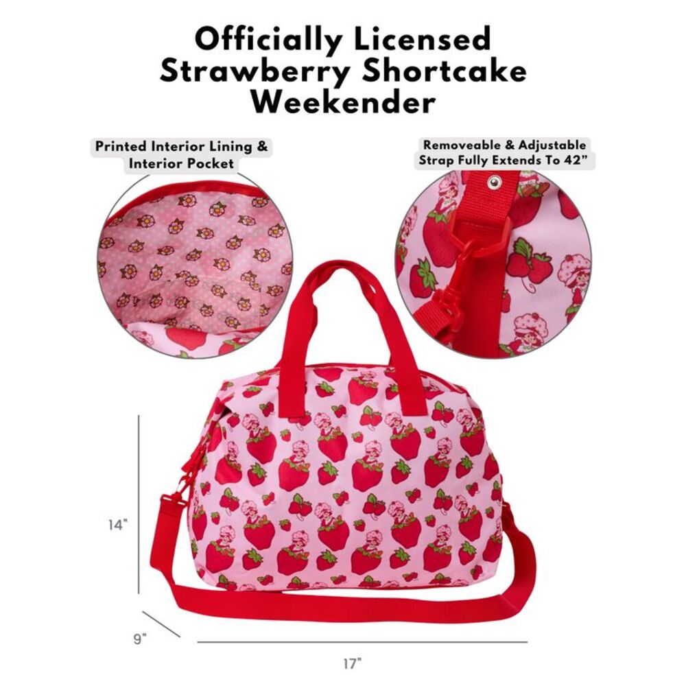 New Strawberry Shortcake Overnighter Travel Duffel Bag Carry-On Large Weekender - Picture 6 of 10